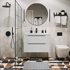 Vivon Тумба с раковиной Shelly 80 подвесная белая матовая – фотография-9